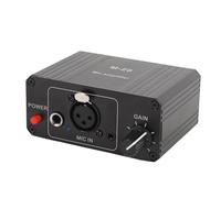 Luocute Microphone Preamp Mic Gain Boosters, 48V Power XLR Output for Dynamic and Condenser Mic, High Gain Low Noise Black Metal Housing Dynamic and Condenser Preamp