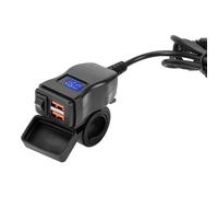 Luocute Motorcycle USB, Dual Port 18W QC3.0 Fast Charging with Voltage Meter and ON Off Switch, 12V 24V DC Power Adapter for Smartphones Tablets GPS Devices (Blue Digital Display)