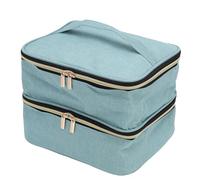 Luocute Nail Polish Organizer, Holds 30 Bottles 15ml 0.5oz Lamp, Double Layer Storage Bag with Removable Dividers, for Nail Tech Manicure Kit Travel Case Oxford Fabric Green