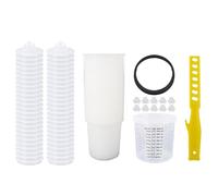 Luocute Paint Spray Gun Cup Liners Lid System, 50 Standard 20.3 Ounce 600ml Disposable Set with 190um Filter, 1 Hard Cup with Retainer Ring, for HVLP LVLP Spray Guns