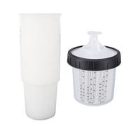 Luocute Paint Spray Gun Sprayer Cup Liners Lid System, 50 Standard 20.3 Ounce(600ml) 190um Disposable Set Kit Replacement Accessories