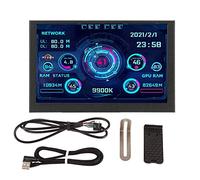 Luocute PC CPU Data Monitor, 5in IPS USB C Mini Secondary Screen with Dynamic Themes, ARGB Frame, for PC Case Temperature Display, CPU GPU RAM Usage Monitor