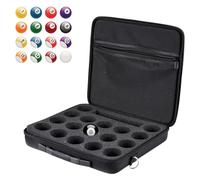 Luocute Pool Ball Bag, Canvas Foam Storage for 17 Balls with Plastic Handle and Retractable Strap, Billiard Accessories for Travel Pool Halls Tournaments