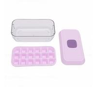 Luocute Press Type Ice Maker, Stackable Ice Cube Tray with Lid for Freezer, Easy Release Push Key Design, Food Grade Materials Tray with Storage Bin Chilling Cocktail Whiskey Coffee (S Purple)
