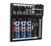 Luocute Professional 4 Channel Audio Mixer, Compact DJ Controller with Built in Bluetooth, DSP Reverb Effects, 48V Phantom Power, USB Interface for PC Studio Recording Karaoke