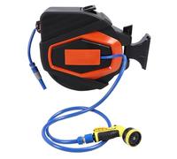 Luocute Retractable Garden Hose Reel, 30+2m Water Hose with 10 Pattern Nozzles 1/2 Inch ID 180° Swivel Bracket Automatic Rewind Any Length Lock, for Yard Garden Watering