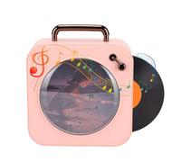 Luocute Retro Bluetooth Speaker, Vintage Record Player Style with Rotating Disc and RGB Lights, Portable Wireless Speaker for Phone Desk Home Office Outdoor Party (Pink)