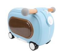 Luocute Ride On Luggage, Toddler Rolling Suitcase with Wheels 20L Storage Scooter Luggage with Music Lights Leash and Shoulder Strap for Travel Kids (Blue)