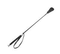 Luocute Riding Whip, Equestrian Dressage Crop with Non Slip Handle and Rubber Wrist Strap, PC Fiber Leather Tip, Ni Plated Mushroom Cap, 68cm for Horse Training (Black)