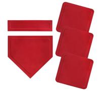 Luocute Rubber Baseball Bases Set with Home Plate Pitching Rubber (Red)