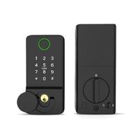 Luocute Smart Lock, Fingerprint Password Key Card TY APP WiFi Remote Access 8 Languages, with Rechargeable Battery Aluminum Alloy Hook Latches, for 10-12mm Frameless Glass Door