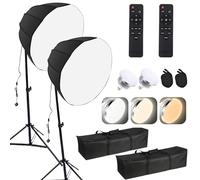 Luocute Softbox Lighting Kit, 2 Pack 85W 3 Color Adjustable LED Photography Light with 60cm 12 Sided Softbox and 2.1m Tripod, for Live Streaming Portrait Product Photography (UK Plug)