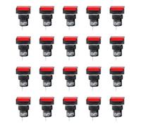Luocute Square Momentary Push Button Switch, 20-Pack 16mm 1NO 1NC Self Reset with LED Indicator (20pcs)