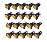 Luocute Square Momentary Push Button Switch, 20-Pack 16mm 1NO 1NC Self Reset with LED Indicator (20pcs)
