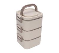 Luocute Stainless Steel Lunch Box 2100ml, 3 Layer Insulated (Beige)