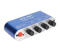 Luocute Stereo Mixer, 4 in 1 Out Volume Control with Bass Treble | Aluminum Alloy Shell, 3.5mm Jack, DC 5-12V Powered, Compatible with Headphones, Speakers, and Smartphones for PC Laptop