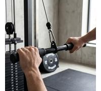 Luocute Straight Bar for Cable Machine, Ergonomic Anti Slip Rubber Steel Tricep Pull Down Bar with Full Rotation Compatible for Gym Workout