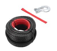 Luocute Synthetic Winch Rope, 3/8 Inch Forged Hook 12 Strands Synthetic Fiber Line, 8mm 30m Cable with Protective Sleeve Breaking Strength for SUV Large Off Road Vehicle Truck
