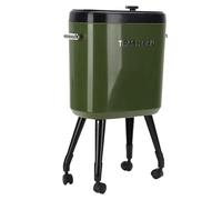 Luocute Tall Trash Can, 15L Large Capacity Narrow Garbage Bin with Wheel Legs and Slide Open Lid, Slim Waste Basket for Kitchen Bathroom Living Room Office (Green)