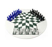 Luocute Three Player Chess Set with 35cm Board Plastic Pieces (Green