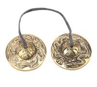 Luocute Tibetan Tingsha Cymbals, Meditation Bells with Lucky Buddhist Symbol Design, Pure Resonant Sound for Yoga Sound Therapy, 6.5 Cm (double dragon pattern)