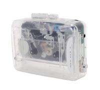 Luocute Transparent Retro Cassette Player Recorder, with FM Radio, Voice Recording, Fast Forward, Rewind, 3.5mm Headphone Jack, USB and AA Battery Powered for Music Lovers (Transparent White)