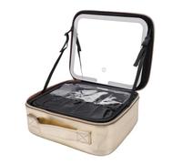 Luocute Travel Makeup Case with LED Mirror 3 Brightness Levels | Large Capacity Storage Bag, PU Leather, Adjustable Dividers, Fits Cosmetics, Jewelry, Toiletries, Electronics Accessories