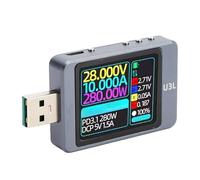 Luocute USB Tester 4-28V 0-5A 1.77 In LCD USB AC Voltage Current Power Tester Multimeter, Fast Charge Detection Triggers Capacity Ripples Measurement, Protocol Automatic Detection