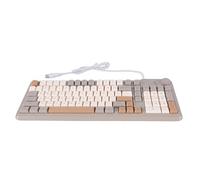 Luocute USB Wired Keyboard, Stylish RGB Backlit Computer Keyboard with 3 Color Scheme and Customizable Knob, Ergonomic Design for Gaming Work PC Laptop