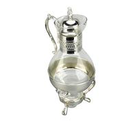 Luocute Vintage Turkish Coffee Pot Set, Glass Tea Kettle, Heatable Water Pitcher with Lid and Cup, Zinc Alloy and Glass, Clear
