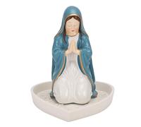 Luocute Virgin Mary Rosary Holder, Resin Statue with Heart Shaped Base for Secure Placement, Religious Home Decor Baptism Communion Wedding