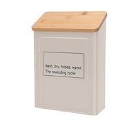 Luocute Wall Mounted Metal Lint Bin for Laundry Room Organization, Trash Can Holder with Lid for Dryer Lint and Debris Storage (Beige)