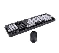 Luocute Wireless Keyboard and Mouse Combo, 104 Keys Cute Retro Typewriter Style with Numeric Keypad and Quiet Click Mouse, for PC Laptop Desktop (Black)