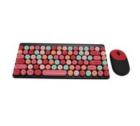Luocute Wireless Keyboard Mouse Combo, 86 Key Bluetooth Dual Mode Retro Typewriter Keyboard with Round Keycaps, Plug and Play for PC Laptop (Red)