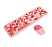 Luocute Wireless Keyboard Mouse Set, 2.4G 110 Keys Multimedia Keyboard Computer Accessory with FN Composite Keys for 7 8 10 PC Laptop, Computer Keyboarding Mouse (666 pink mixed color wireless set)