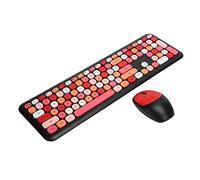 Luocute Wireless Keyboard Mouse Set, 2.4G 110 Keys Multimedia Keyboard Computer Accessory with FN Composite Keys for 7 8 10 PC Laptop, Computer Keyboarding Mouse (666 black mixed color wireless set)