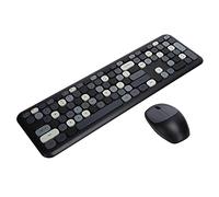 Luocute Wireless Keyboard Mouse Set, 2.4G 110 Keys Multimedia Keyboard Computer Accessory with FN Composite Keys for 7 8 10 PC Laptop, Computer Keyboarding Mouse (Ferris Hand 666 black and gray