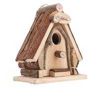 Luocute Wooden Bird House, Hanging Pine Wood Birdhouse for Small Birds Sparrows Swallows Canaries, with Rope for Garden Patio Balcony Wall Tabletop Decoration
