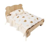 Luocute Wooden Cat Bed, Elevated Pet Sofa with Soft Mattress and PP Cotton Pillow, Solid Wood Material, Removable Cushion and Cover, Sleeping, for Cat Dog Rabbit Small Animals