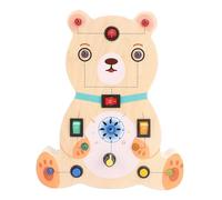 Luocute Wooden Switch Sensory Tool, Early Learning Educational Animal Circuit Board Tool for Kids 3 Years Old, with LED Light Up Switch (Bear)