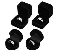 LUODAKA 4PCS Black Velvet Ring Box, Single Slots Square and Heart-shaped Wedding Ring Box, Jewelry Gift Box for Proposal Engagement Wedding Day for Woman Girl
