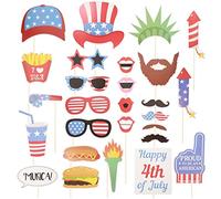LUOEM 27pcs 4th of July Photo Booth Props American Patriotic Party Decorations Favors