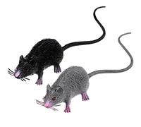 LUOEM 2pcs Lifelike Fake Mouse Realistic Mice Toy Spooky Rat Toy Halloween Prank Creepy Halloween Party April Fool's Day Decorations M (Black, Gray)