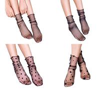 LUOEM Women Sheer Mesh Slouch Socks Fishnet Knee-High Breathable Soft Texture Fashionable Transparent Socks for Daily Wear and Stylish Outfits