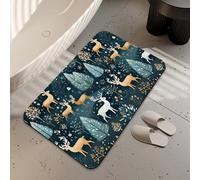 LUOENY Absorbent Christmas Deer Bath Mat Non Slip 75 * 43 cm, Quick Dry Magic Bathroom Mat, For Bathtub, Bedroom, Kitchen, Toilet, Door, Washing Table