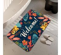 LUOENY Absorbent Flower Welcome Bath Mat Non Slip 75 * 43 cm, Quick Dry Magic Bathroom Mat, For Bathtub, Bedroom, Kitchen, Toilet, Door, Washing Table