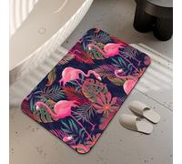 LUOENY Absorbent Pink Flamingo Bath Mat Non Slip 75 * 43 cm, Quick Dry Magic Bathroom Mat, For Bathtub, Bedroom, Kitchen, Toilet, Door, Washing Table