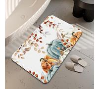 LUOENY Bath Mat Non Slip Backing Thin Fall Pumpkin Bathroom Rug Fit Under Door Quick Dry Absorbent Bathroom Floor Mat Shower Rug for in Front of Bathtub Shower 75x43 cm