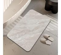 LUOENY Bath Mat Non Slip Backing Thin Grey Marble Bathroom Rug Fit Under Door Quick Dry Absorbent Bathroom Floor Mat Shower Rug for in Front of Bathtub Shower 75x43 cm