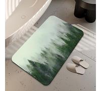 LUOENY Bath Mat Non Slip Backing Thin Misty Forest Bathroom Rug Fit Under Door Quick Dry Absorbent Bathroom Floor Mat Shower Rug for in Front of Bathtub Shower 75x43 cm